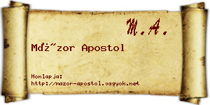 Mázor Apostol névjegykártya