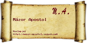 Mázor Apostol névjegykártya